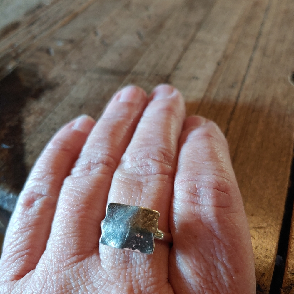 Silpada Silver Hammered Square Ring